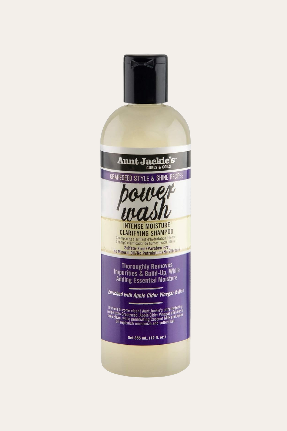 Aunt Jackie's Power Wash Intense Moisture Clarifying Shampoo 12 Oz