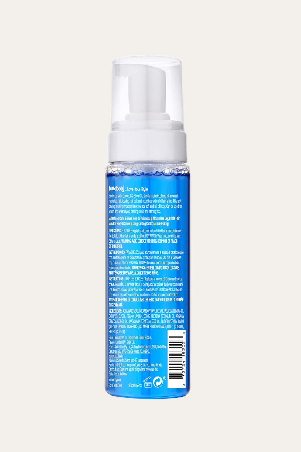 Lottabody Coconut & Shea Wrap Me Foaming Mousse, 7 Oz