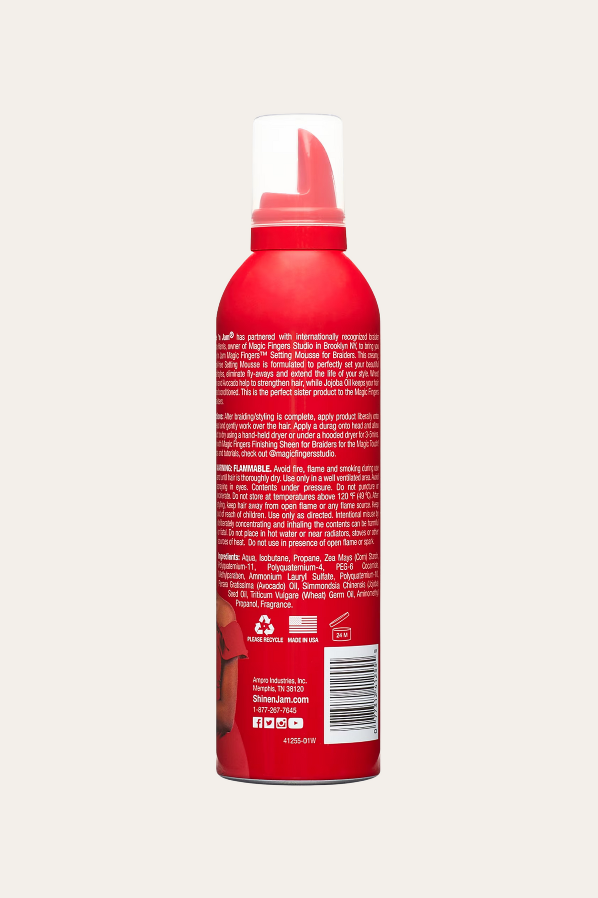 Ampro Shine n Jam Magic Fingers Hair Mousse 12 Oz