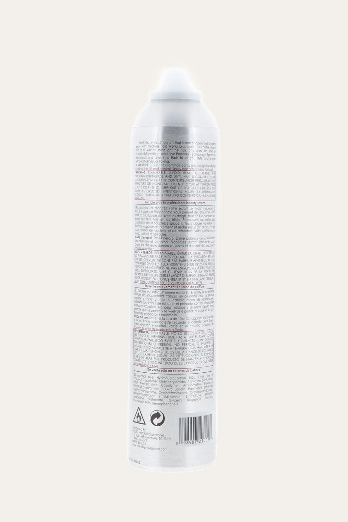 Nairobi Shape N Hold Flat Iron Hairspray 10 Oz