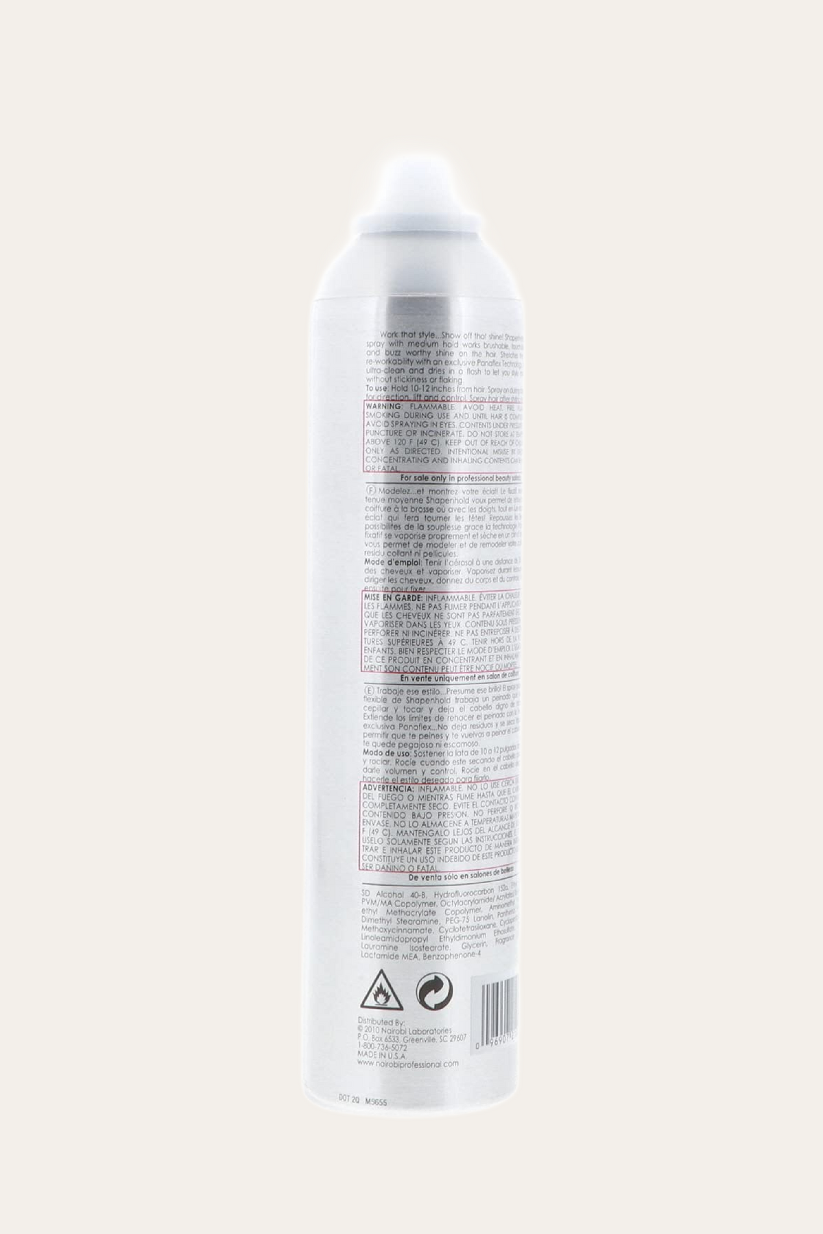 Nairobi Shape N Hold Flat Iron Hairspray 10 Oz