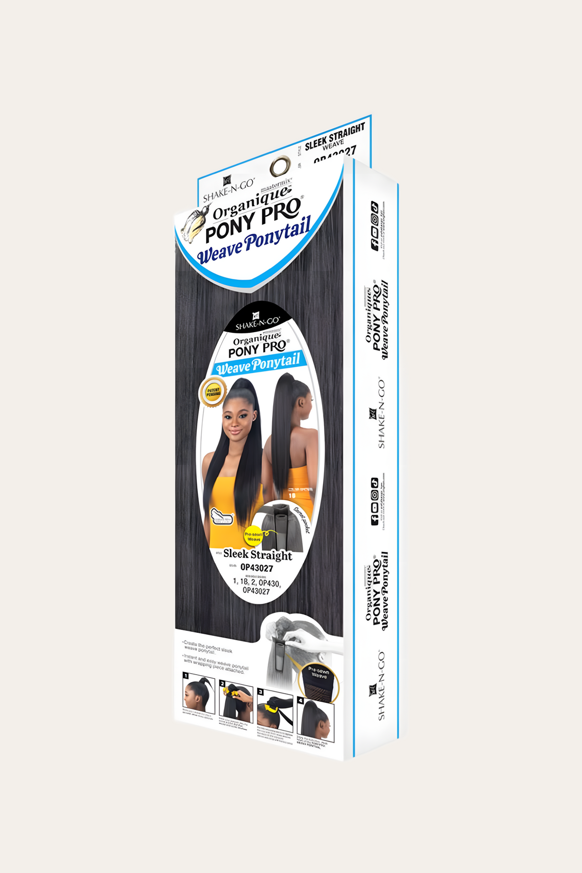 Shake N Go Milky Way Weave Organique Pony Pro Ponytail Sleek Straight (1B)