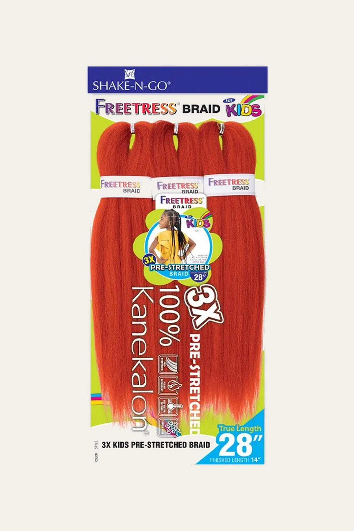 Shake-N-Go Freetress Synthetic 3X Kids Pre-Stretched Braids 14"
