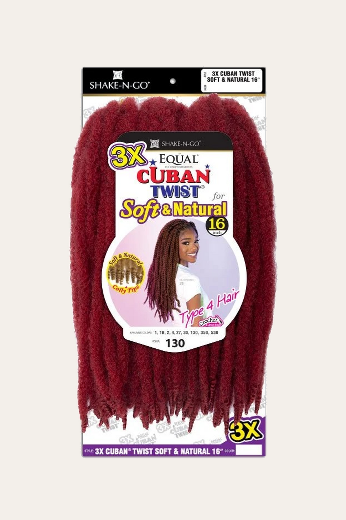 Shake n Go Equal Freetress 3X Cuban Twist Braid Soft & Natural 16"