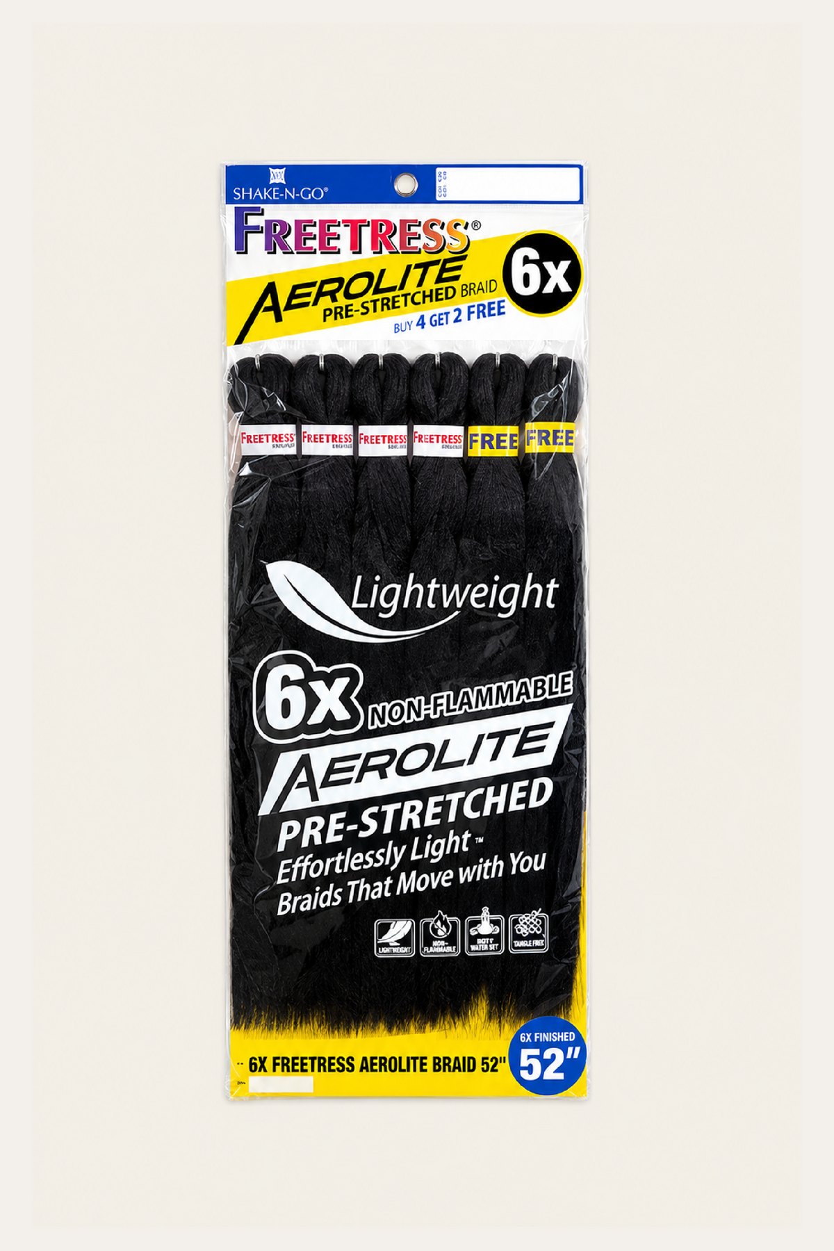 Shake n Go Freetress 6X Aerolite Pre - Stretched Braid 52"