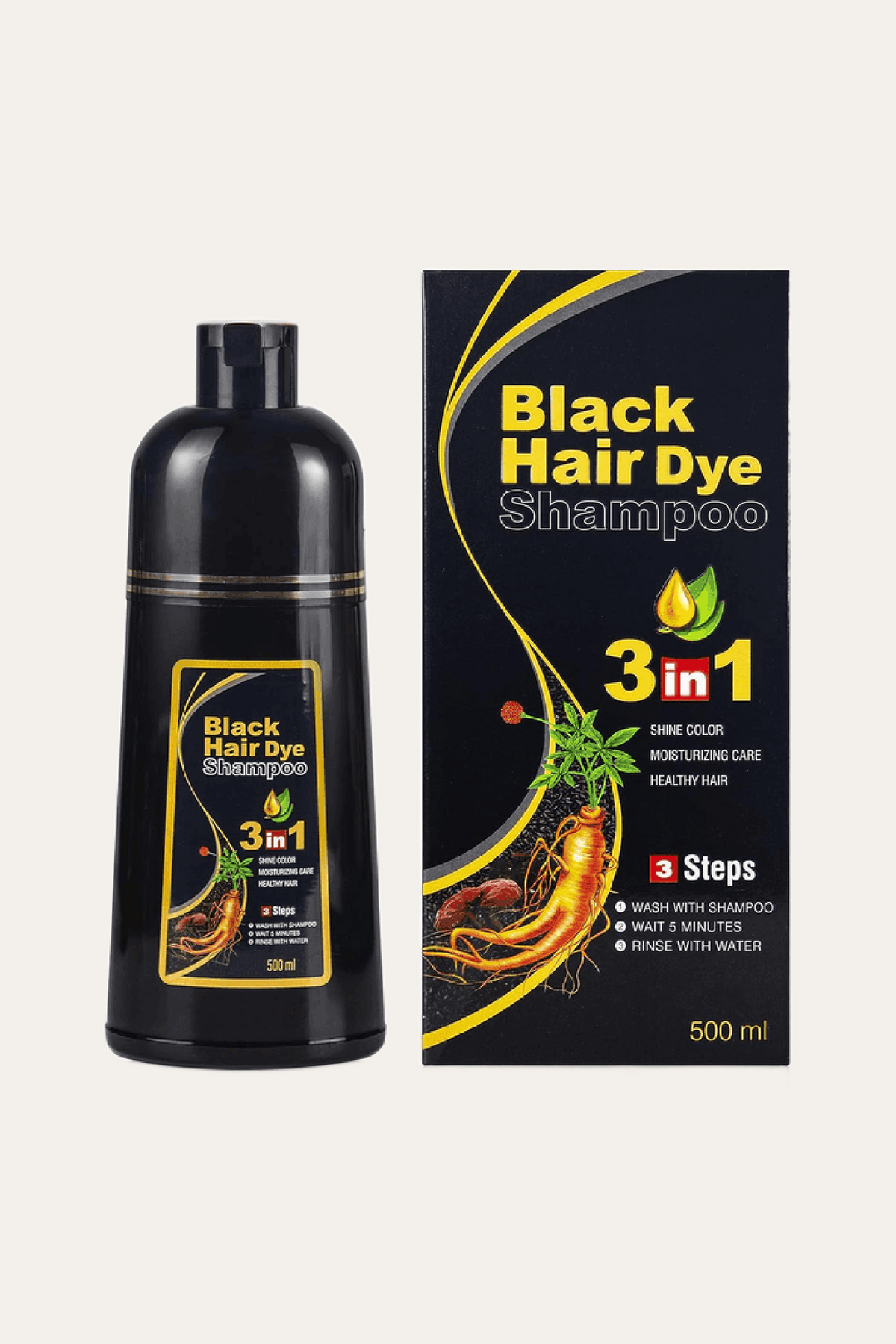 BTL Professional Black Hair Dye Shampoo 3in1 16.9 Oz