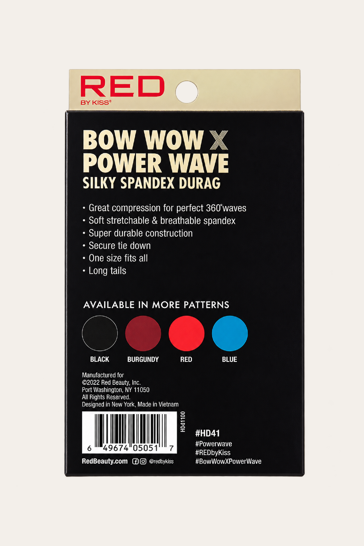 Red By Kiss Bow Wow X Power Wave Silky Spandex Durag - Black
