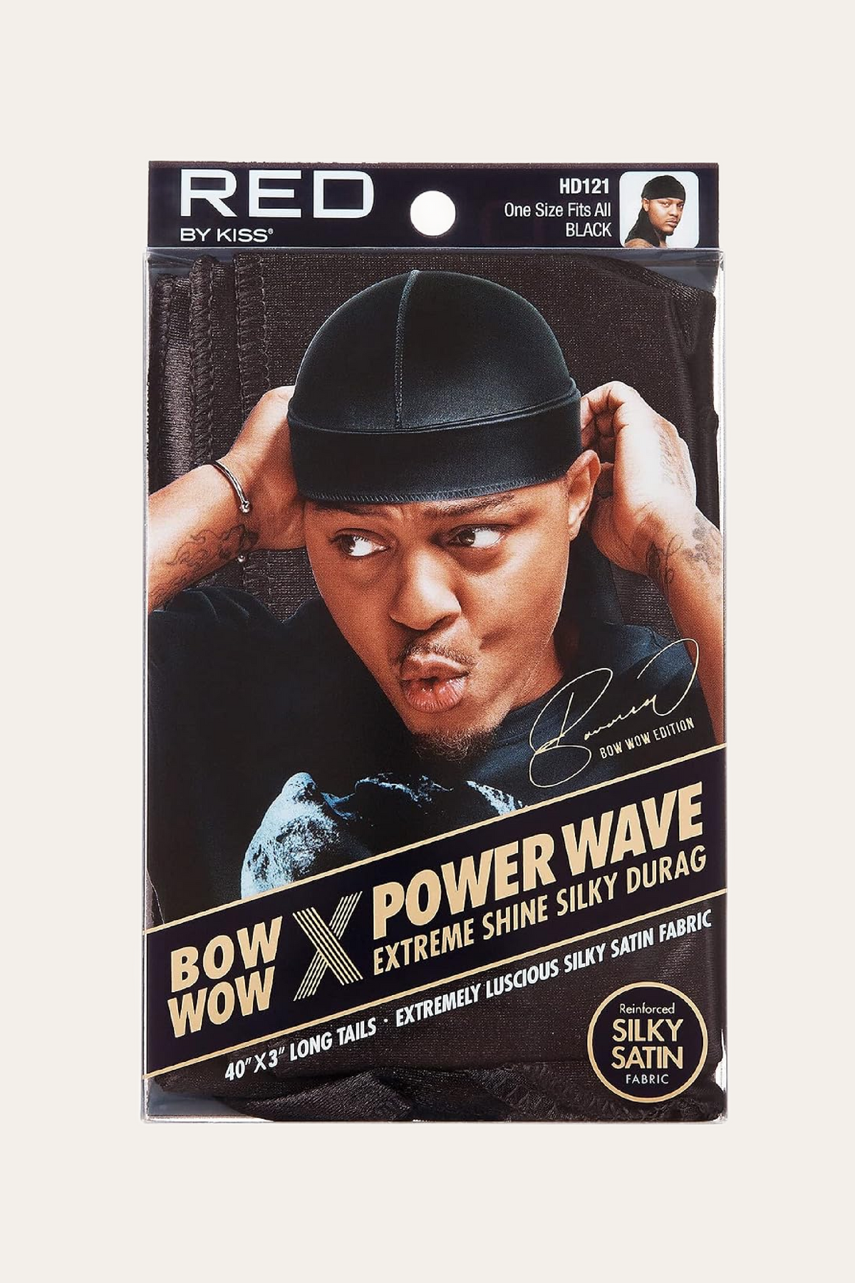 Red By Kiss Bow Wow X Power Wave Extreme Shine Silky Durag - Black
