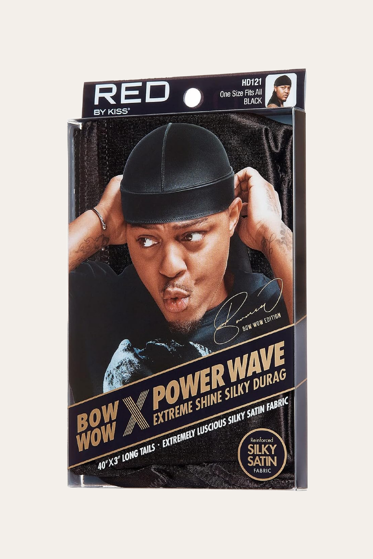 Red By Kiss Bow Wow X Power Wave Extreme Shine Silky Durag - Black