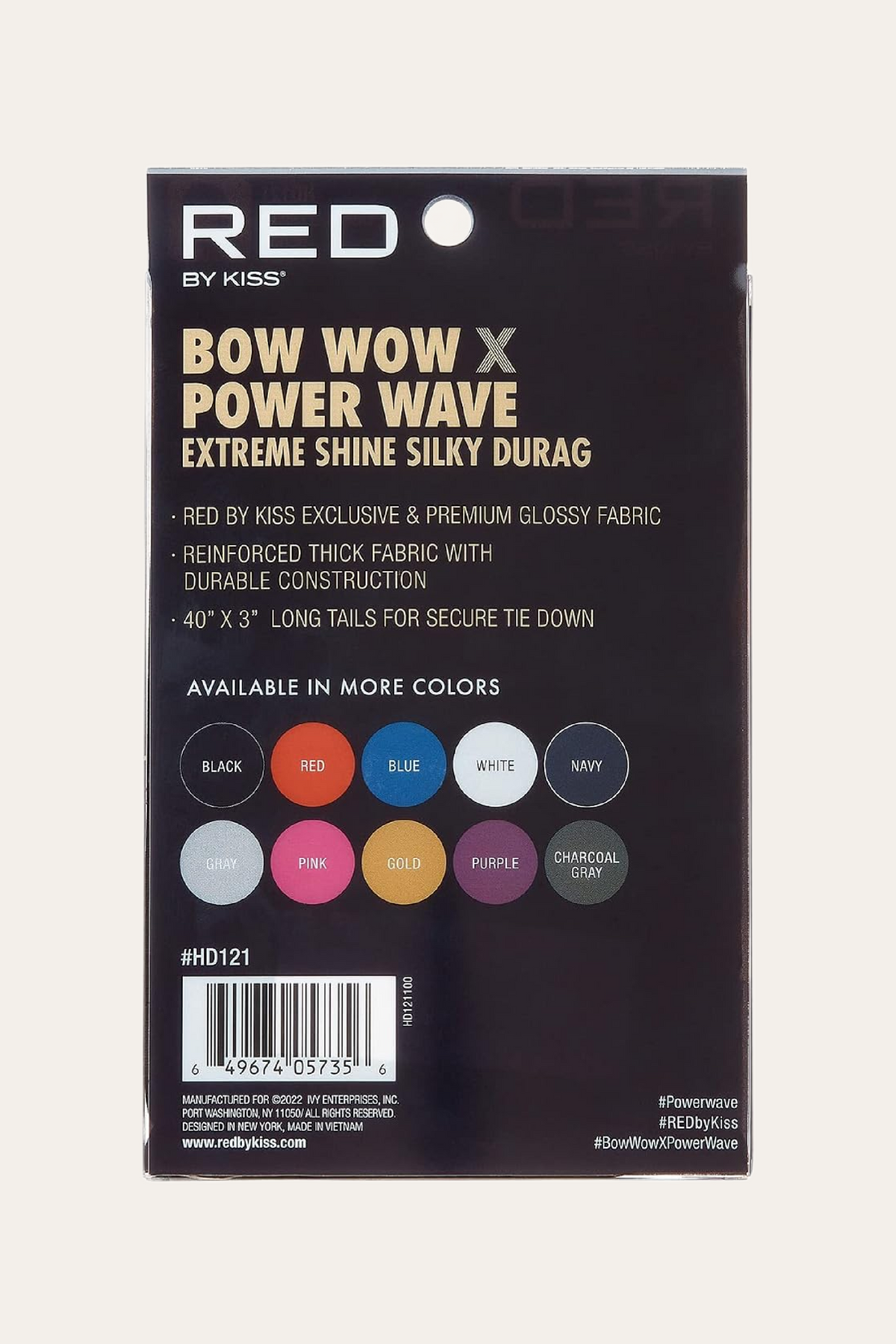 Red By Kiss Bow Wow X Power Wave Extreme Shine Silky Durag - Black