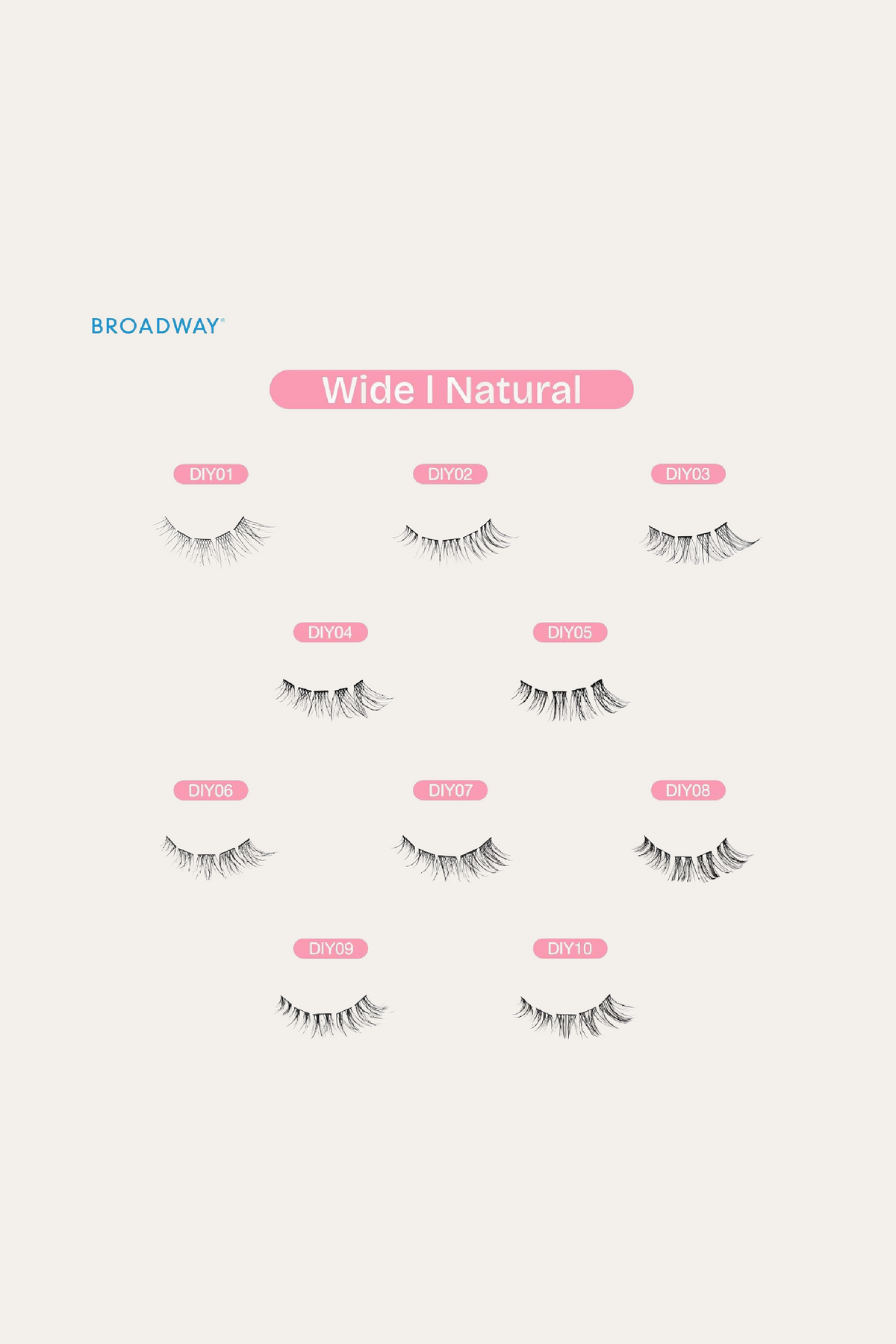 Broadway Lash Clusters, 9-16 mm 77 pcs Assorted Natural Wispy False Eyelashes