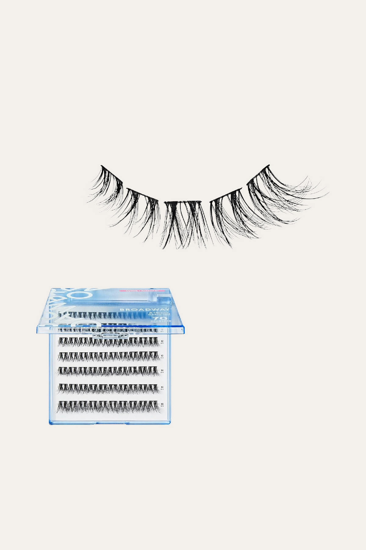 Broadway Lash Clusters, 9-16 mm 77 pcs Assorted Natural Wispy False Eyelashes