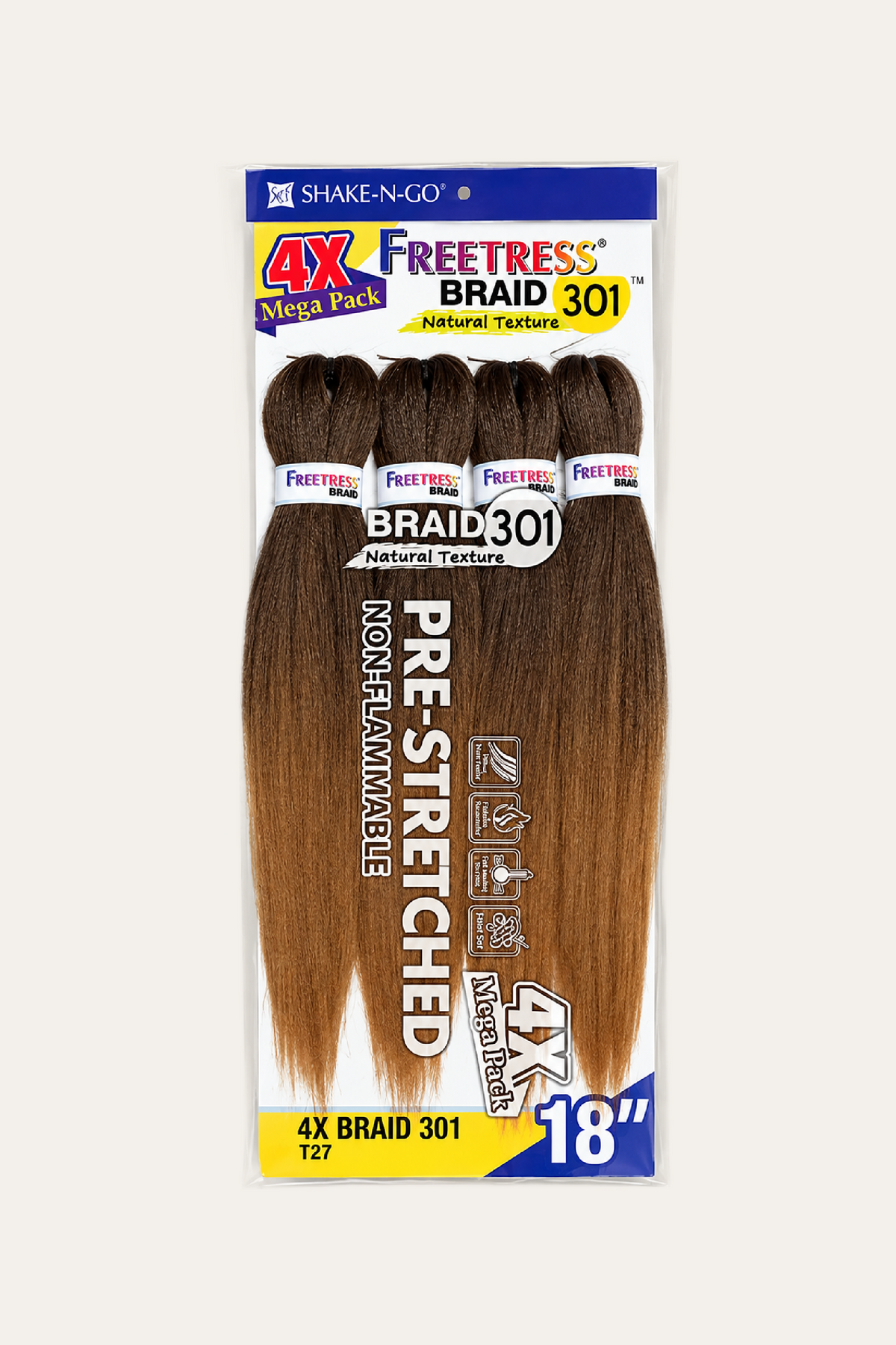 Shake-N-Go Freetress Synthetic Mega Pack 4X Braid 301 18"