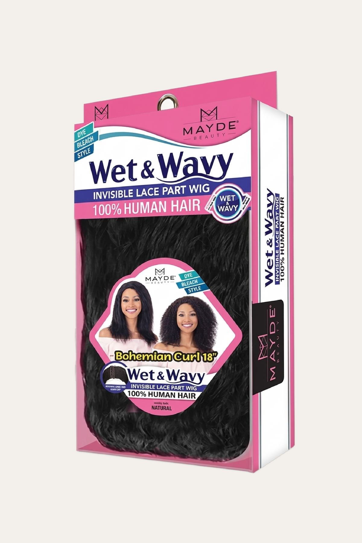 Wet & Wavy Invisible Lace Part Wig Bohemian Curl 18" - Natural