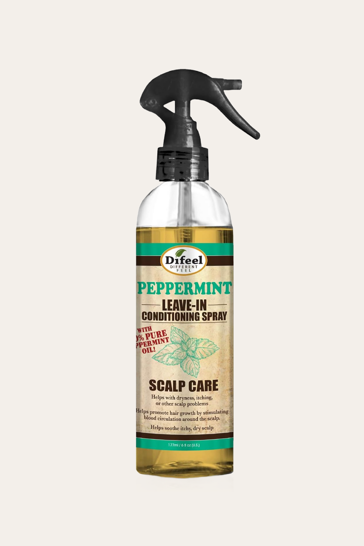 Difeel Scalp Care Leave in Conditioning Spray with 100% Pure Peppermint Oil 6 Oz