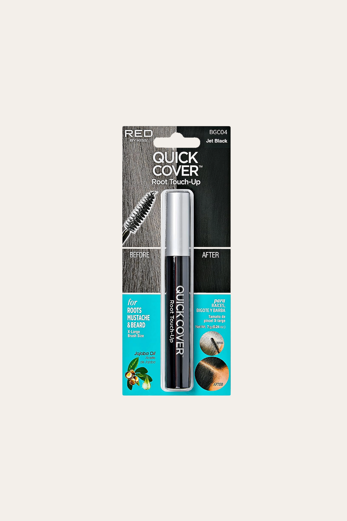 Red by Kiss Quick Cover Root Touch Up Rescue Mascara with Jojoba Oil 0.24 Oz