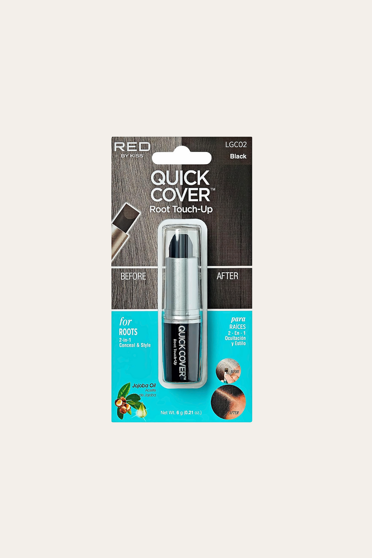 Red by Kiss Quick Cover Gray Hair Root Touch Up Stick Black