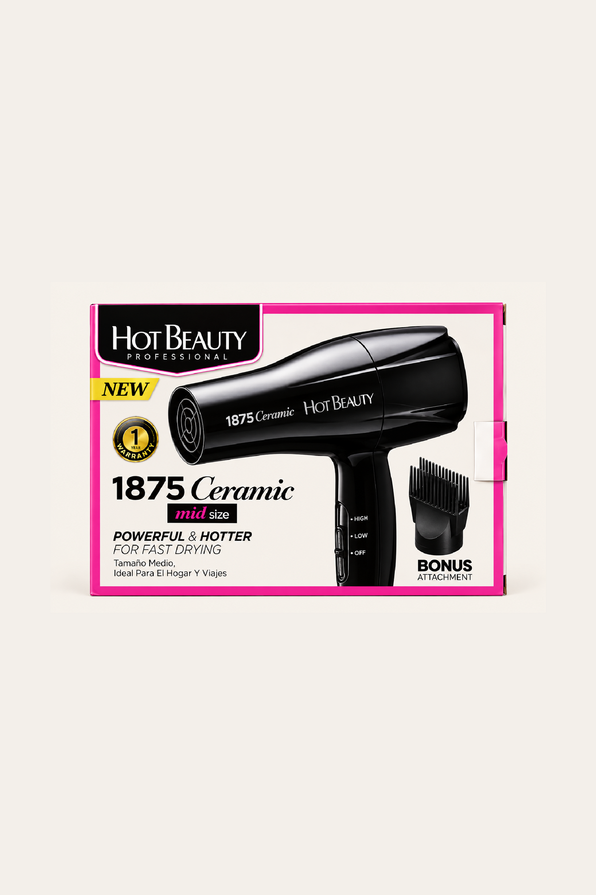 Hot Beauty 1875 Ceramic Multi-Setting Hair Dryer