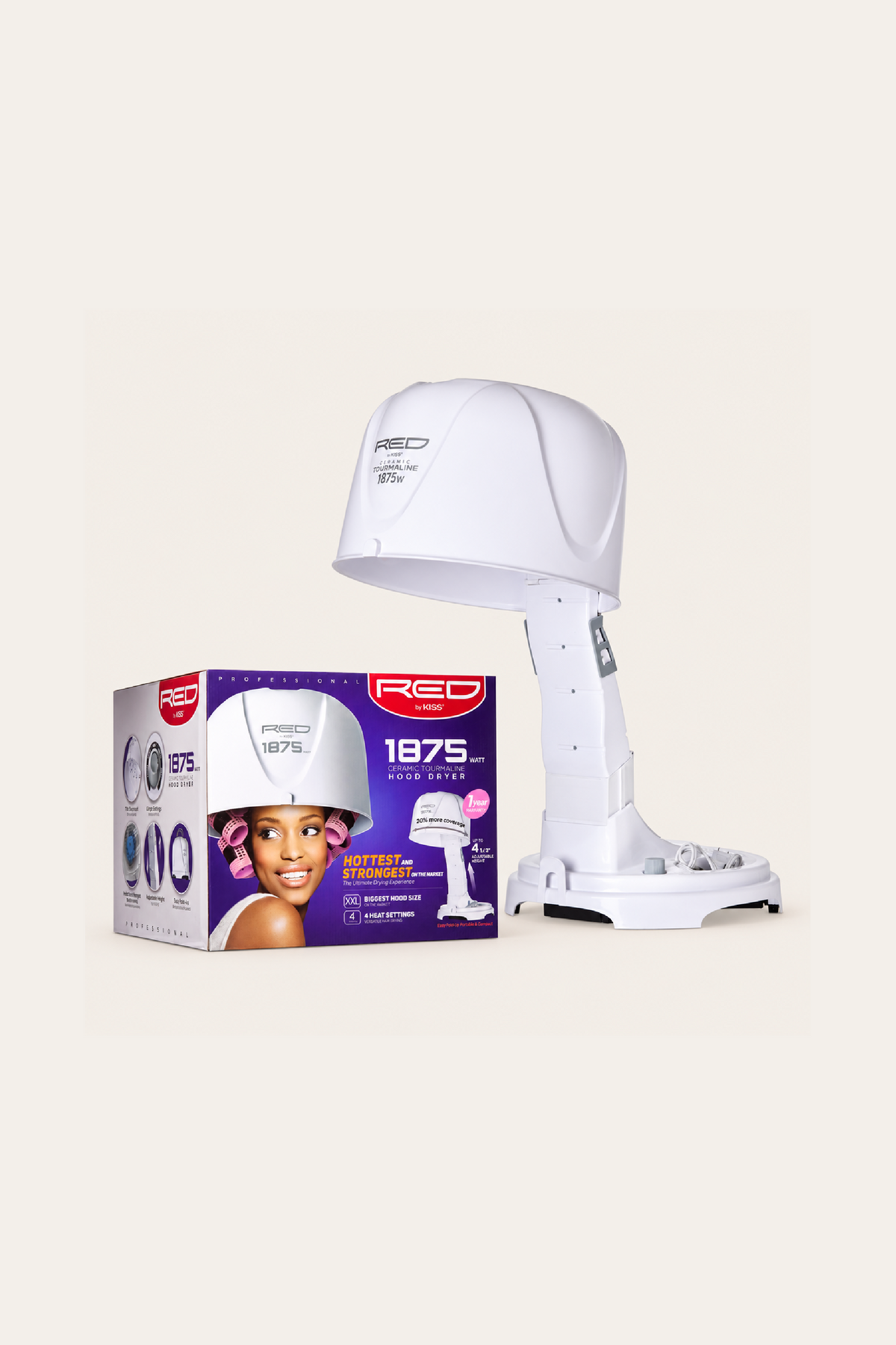 Red By Kiss Bod04 1875Watt Ceramic Tourmaline Hood Dryer