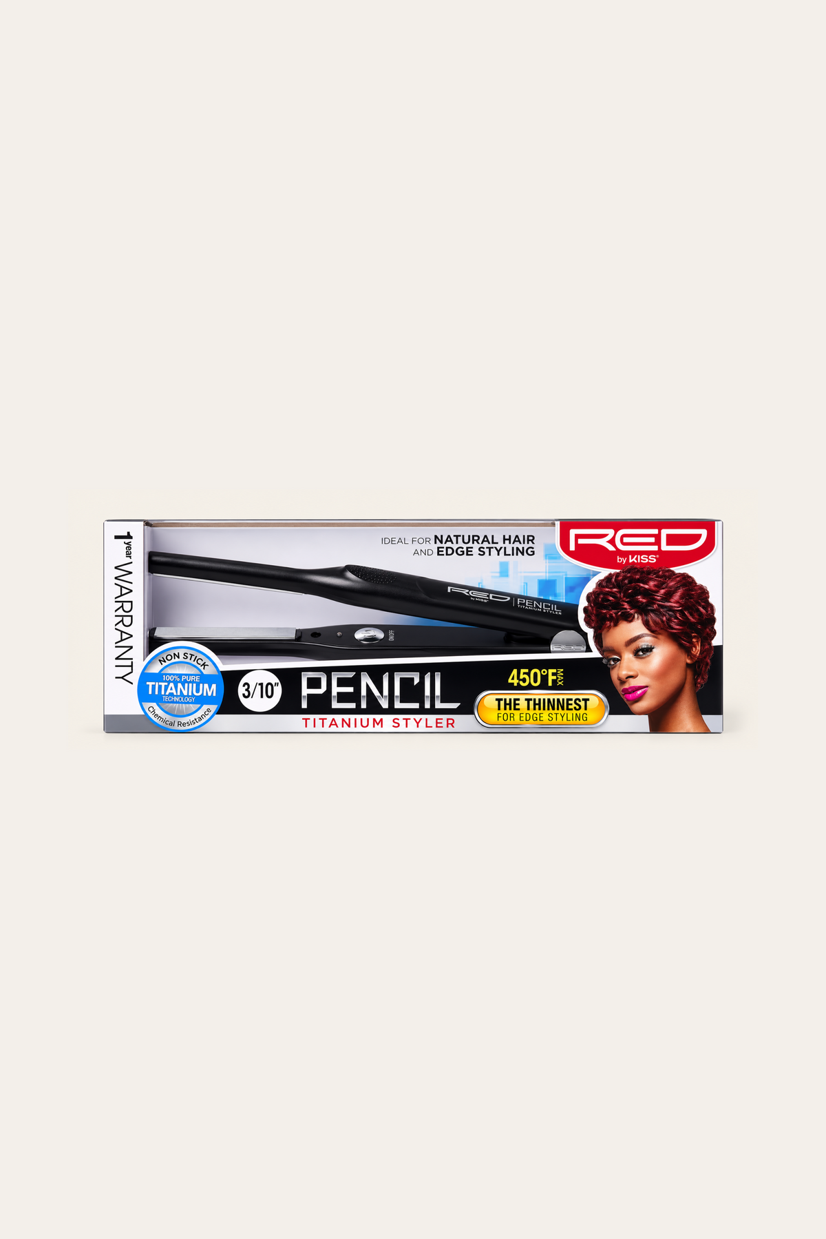 RED by KISS Titanium Styler Pencil Flat Iron 3/10"