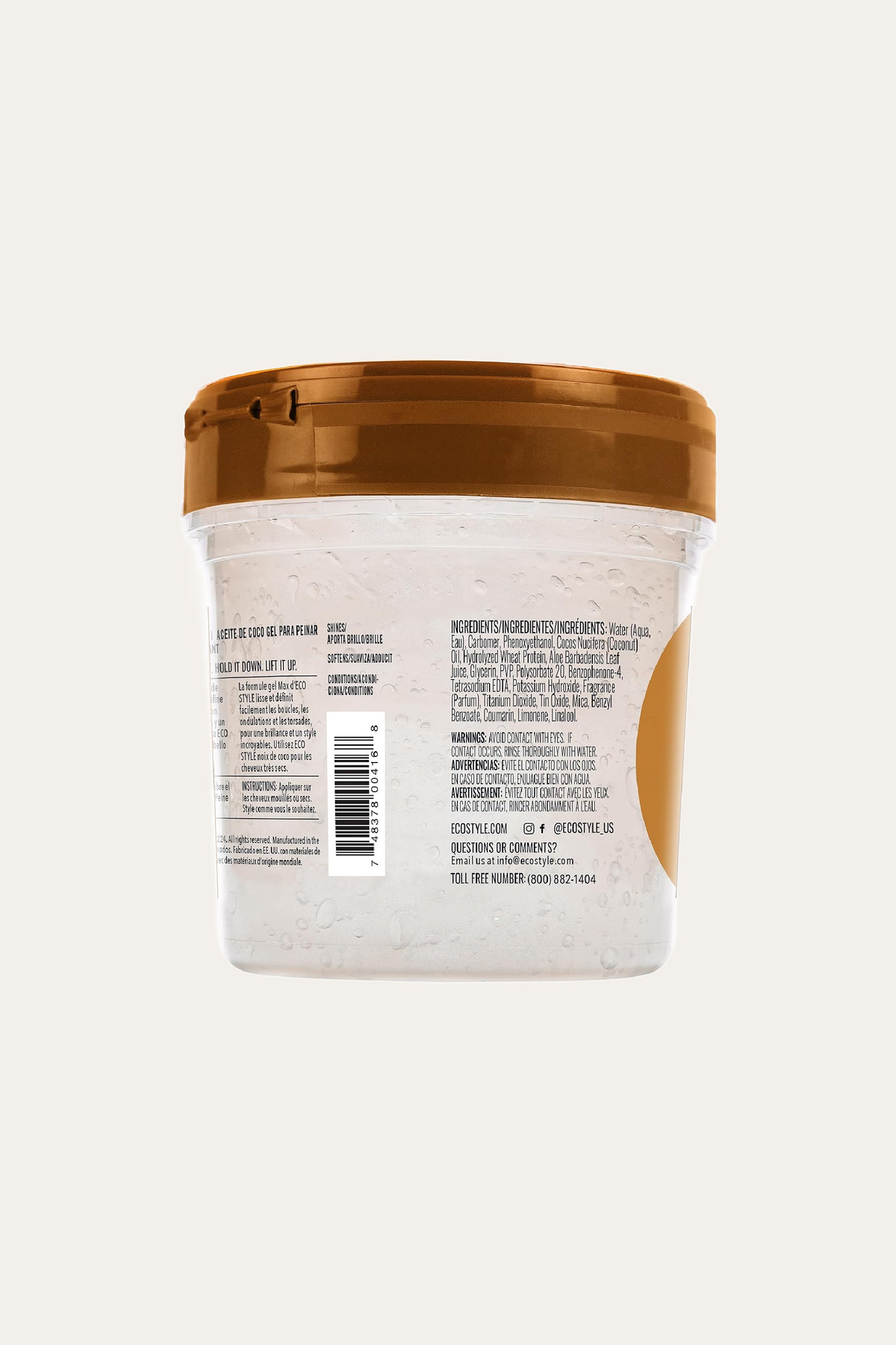Eco Style Coconut Oil Styling Gel Max Hold 16 Oz