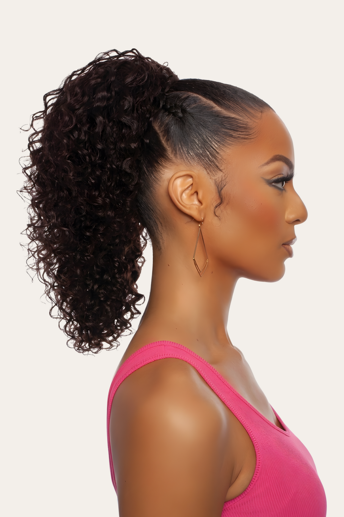 Human Hair Ponytail Pristine Deep Curly Drawstring Ponytail 16"