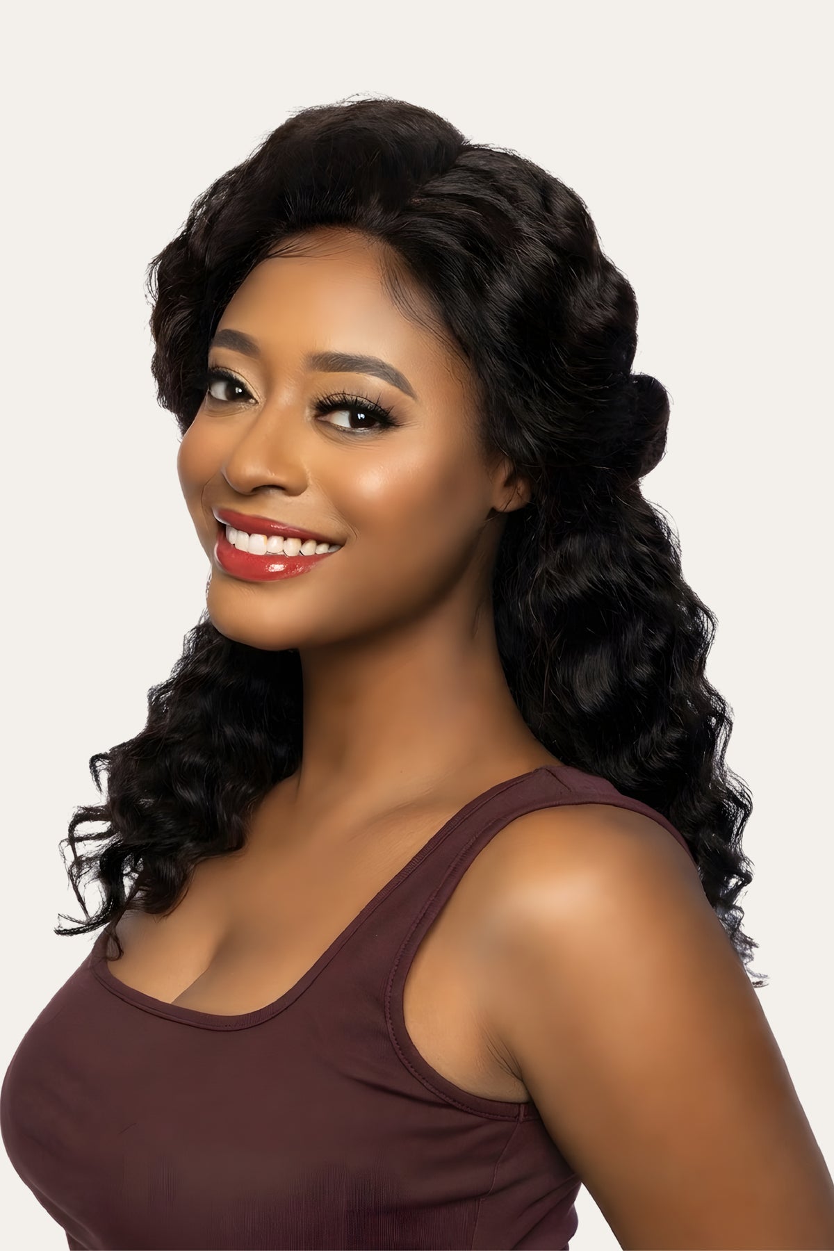 Mane Concept Ear-to-Ear Hand-Tied Deep Wave Wig 18"