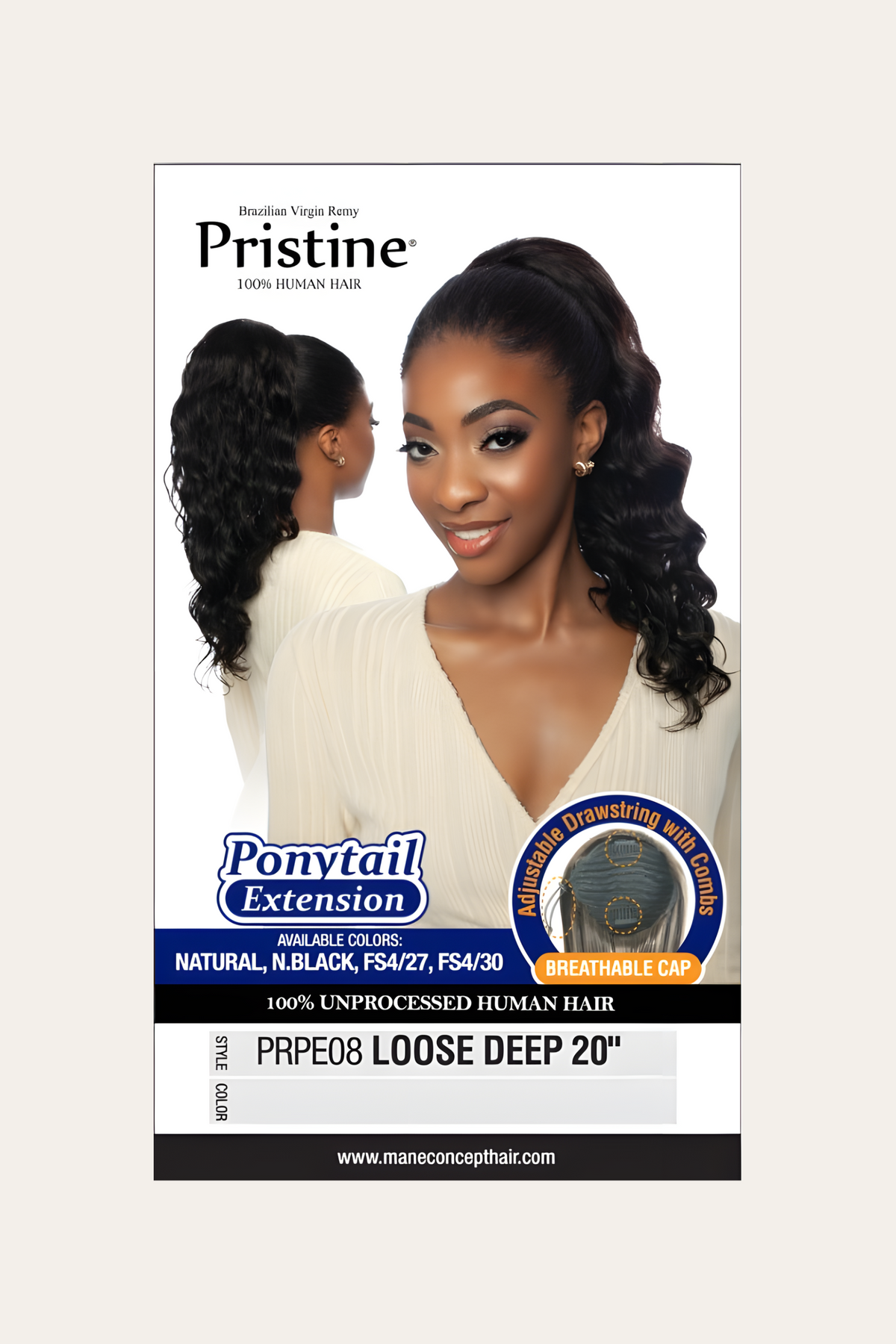 Mane Concept 100% Human Hair Loose Deep Drawstring Ponytail 20"
