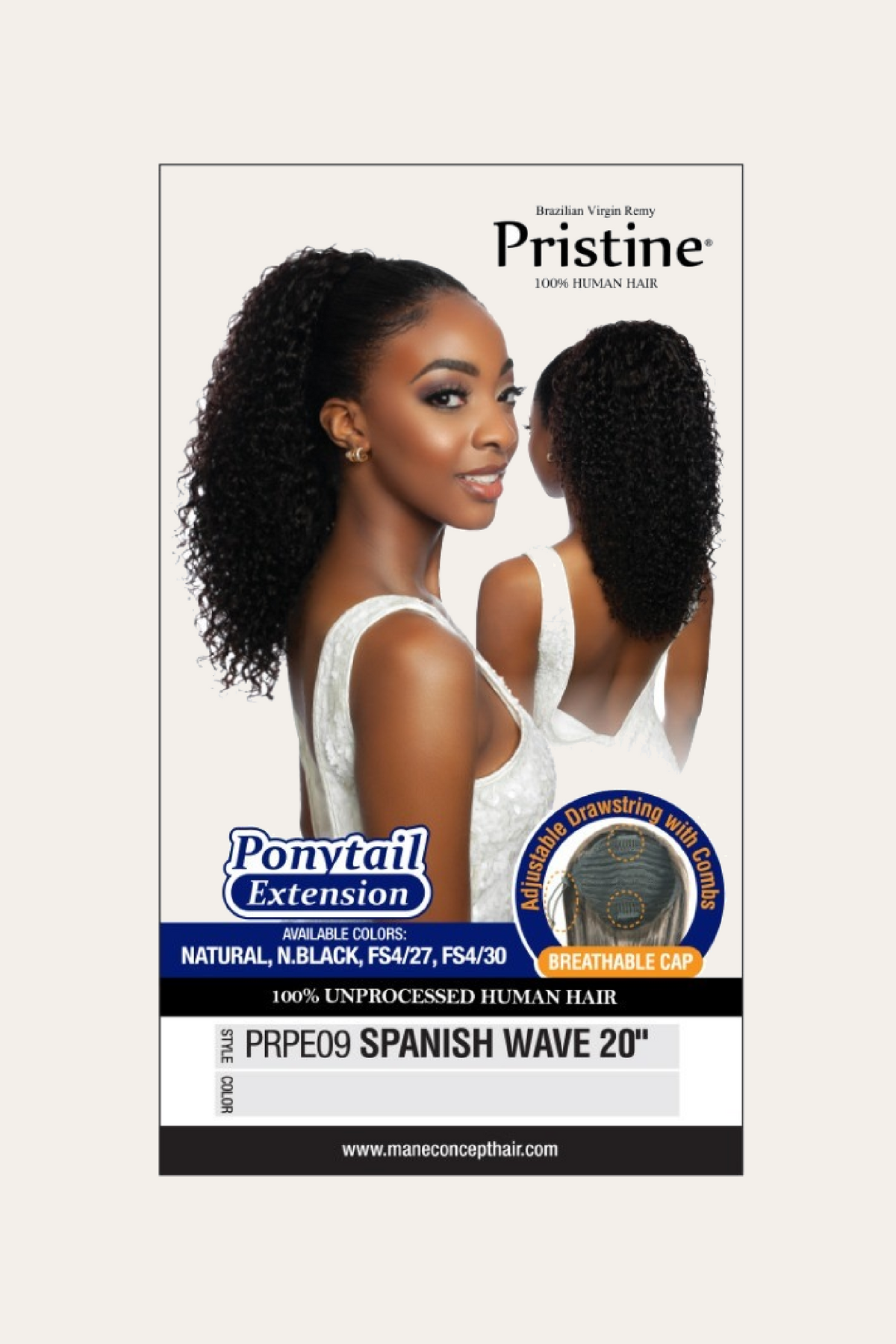 Mane Concept Spanish Wave Drawstring Ponytail 20" Pristine