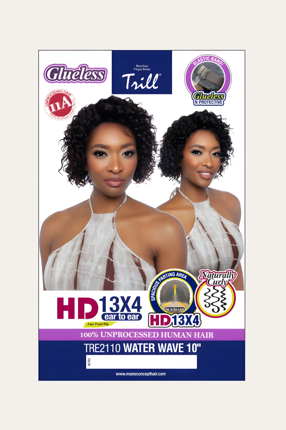 Mane Concept 11A HD 13x4 Ear to Ear Water Wave Lace Front Wig, 10"