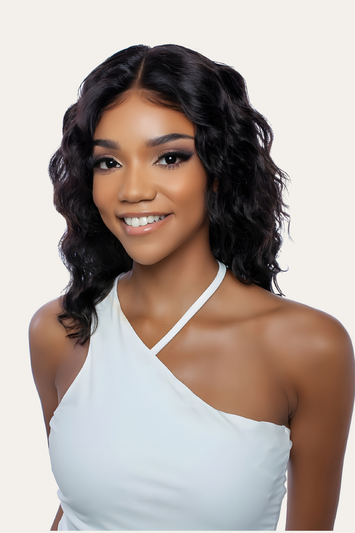 Mane Concept Ear-to-Ear Hand-Tied Loose Deep Wave Wig 16"