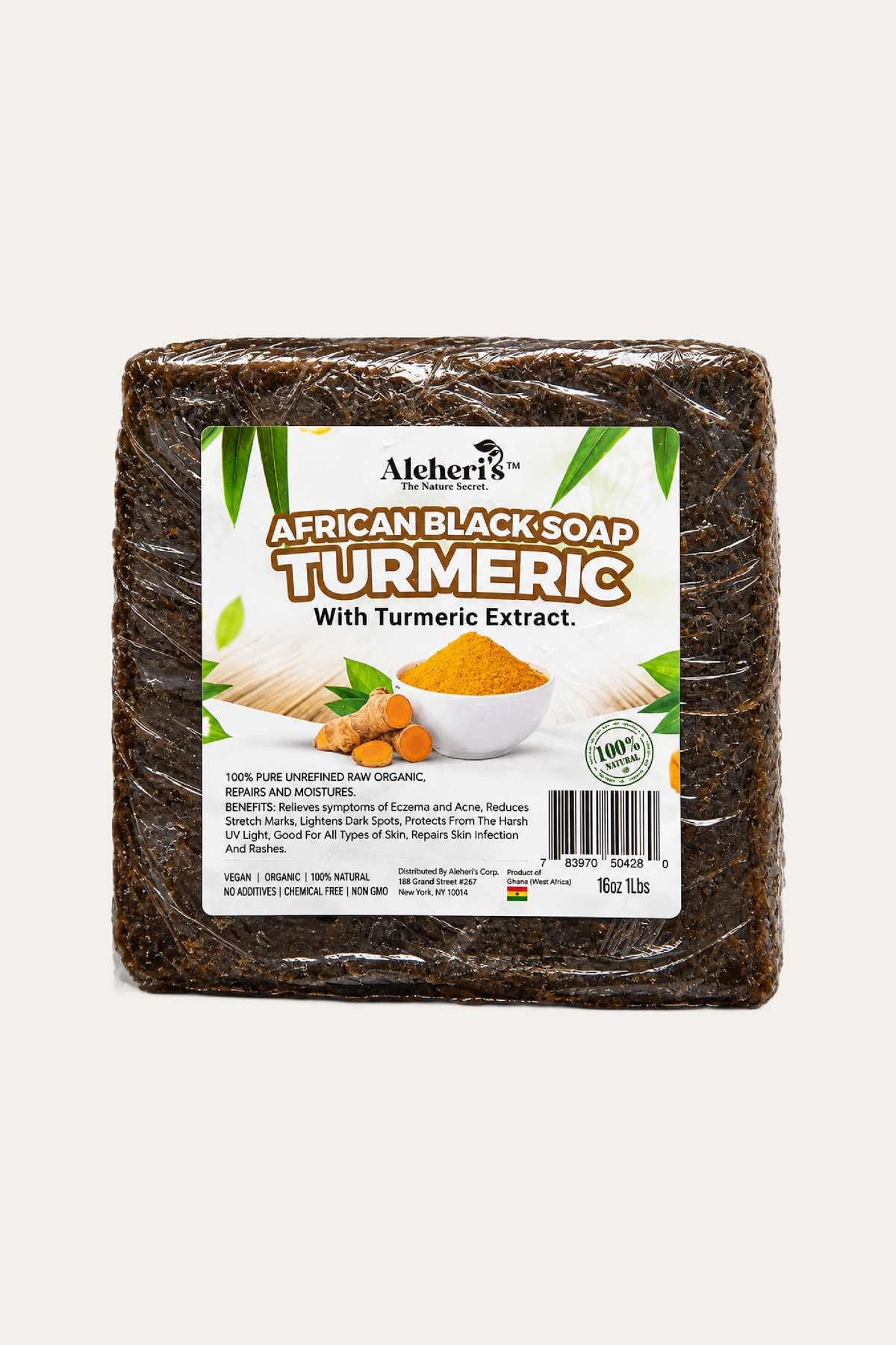 Aleheri's Turmeric African Black Soap 16 Oz