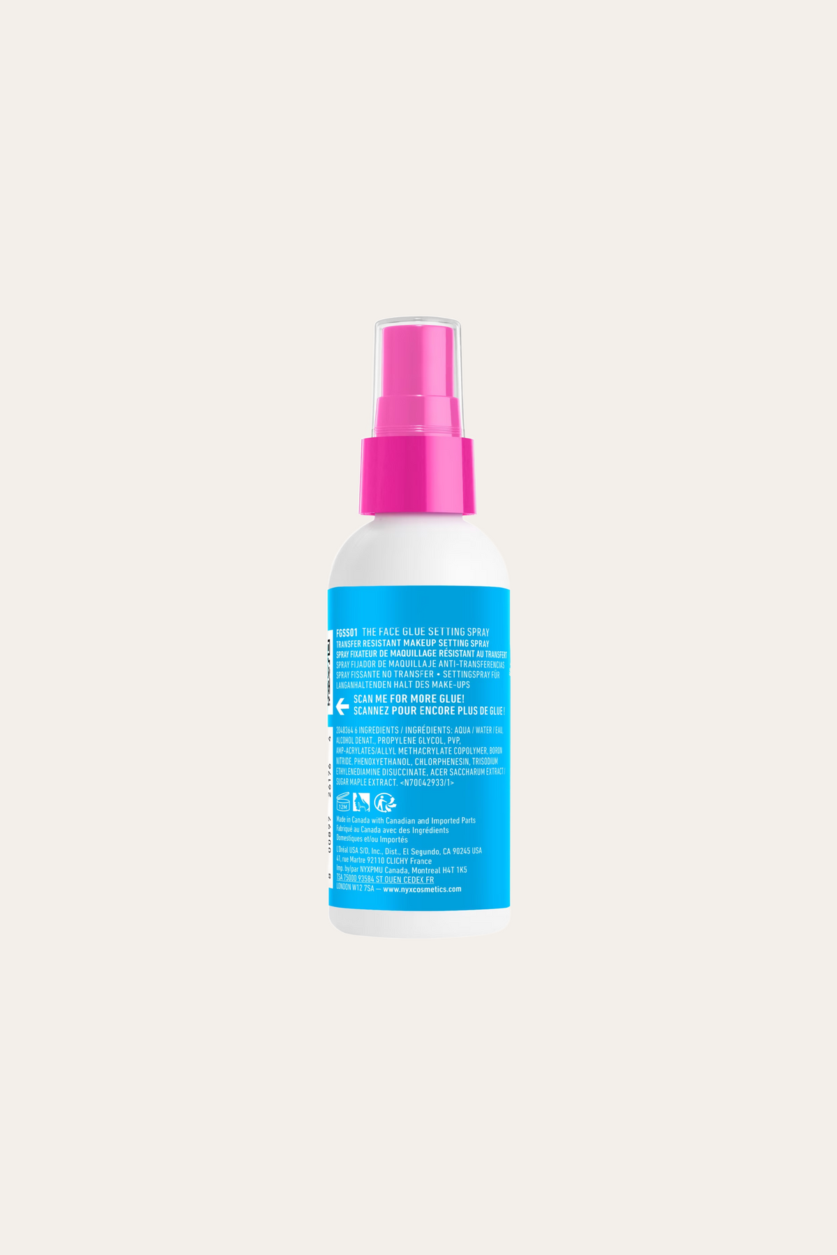 NYX Professional Makeup The Face Glue Makeup Setting Spray 2.03 Oz