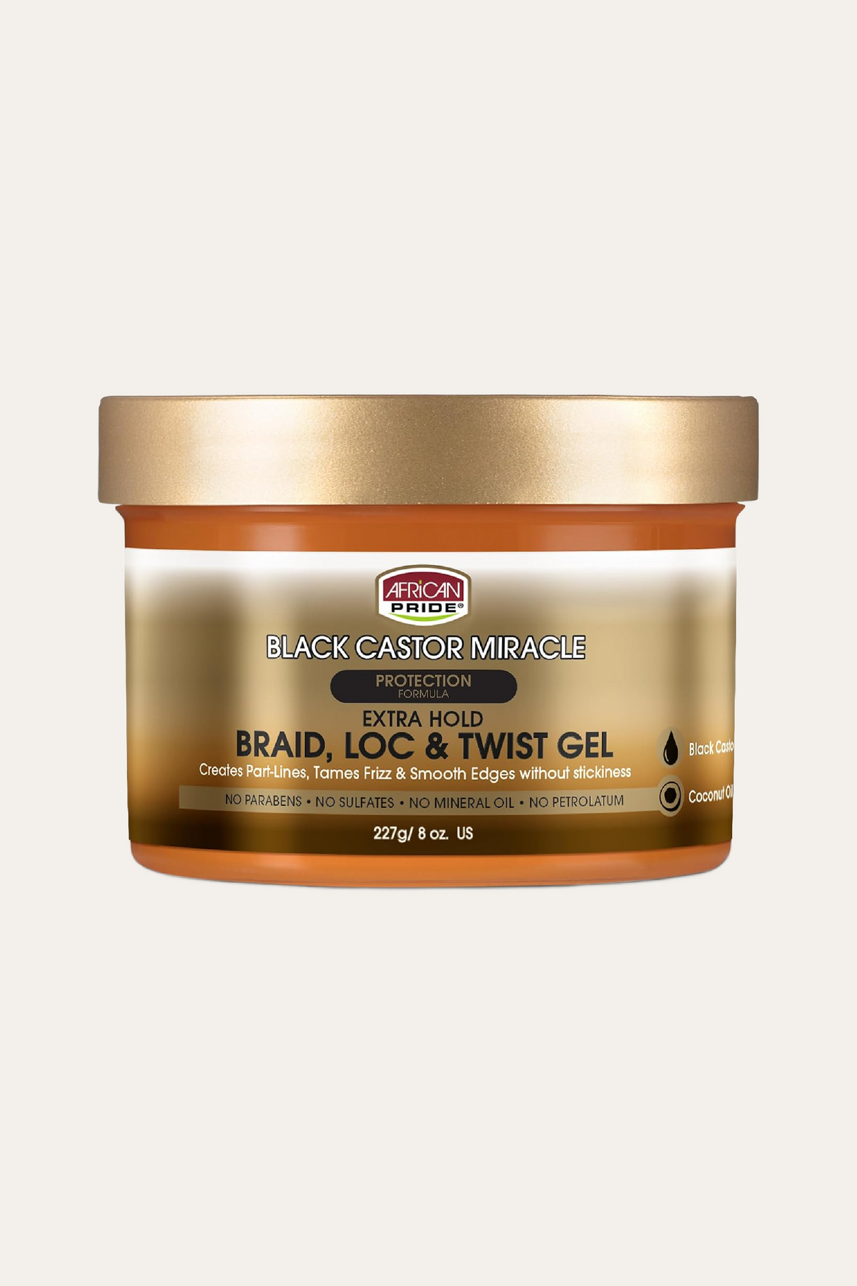 African Pride Black Castor Braid, Loc & Twist Gel 8 Oz