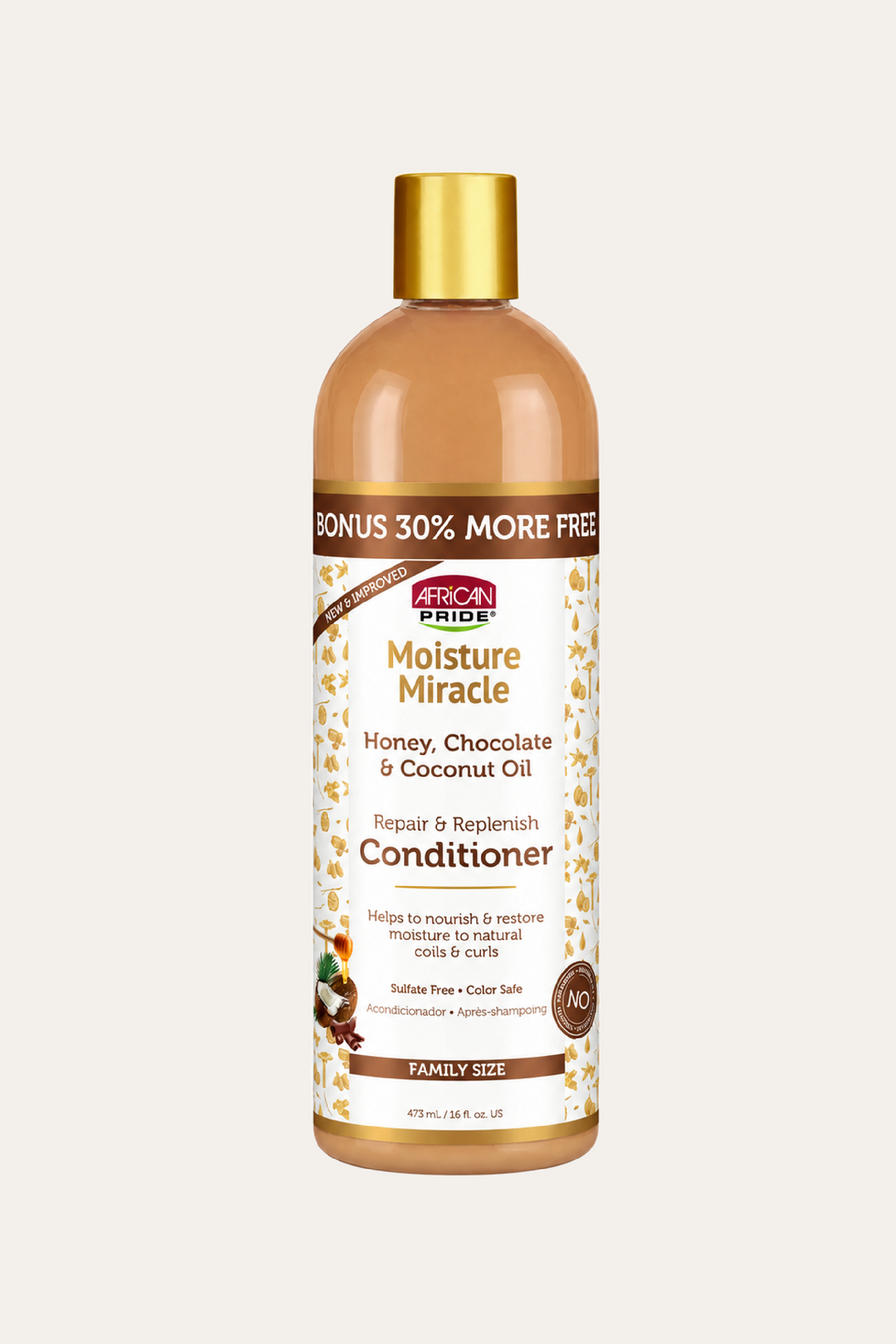 African Pride Moisture Miracle Shine Enhancing Repair and Replenish Daily Conditioner, 16 Oz