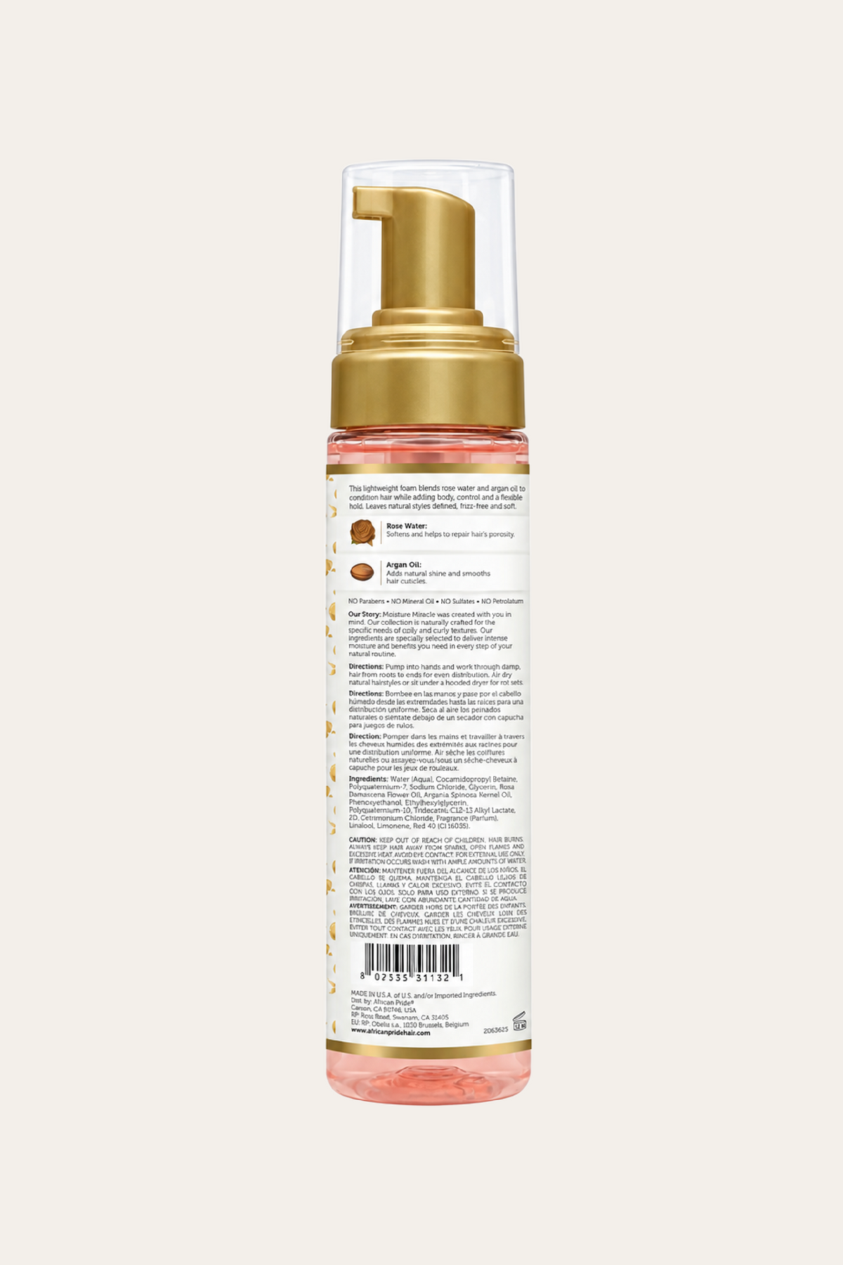 African Pride Moisture Miracle Rose Water & Argan Oil Curl Mousse 8.5 Oz