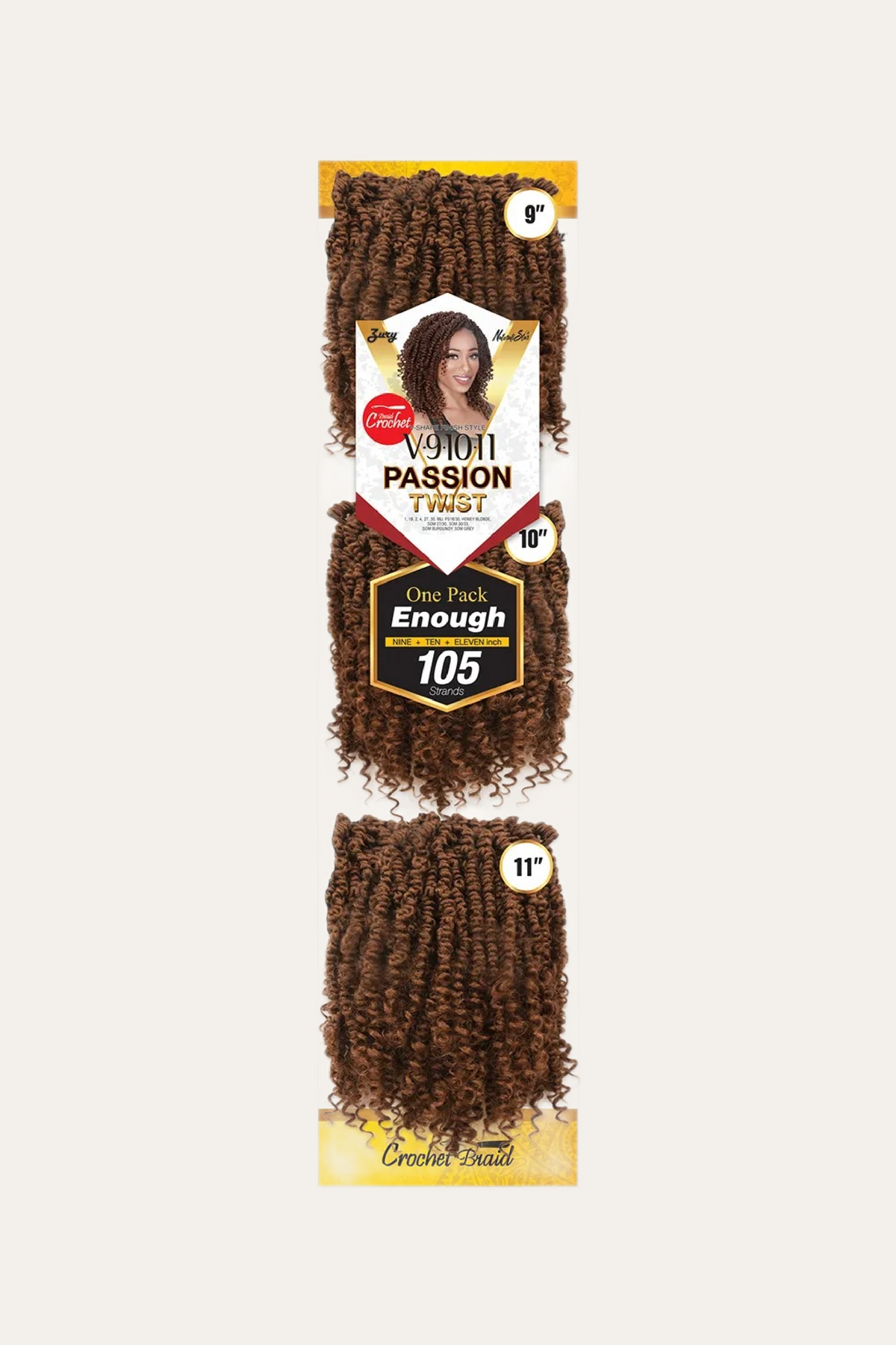 Zury V11 Passion Twist Synthetic Crochet Braids 9"10"11"