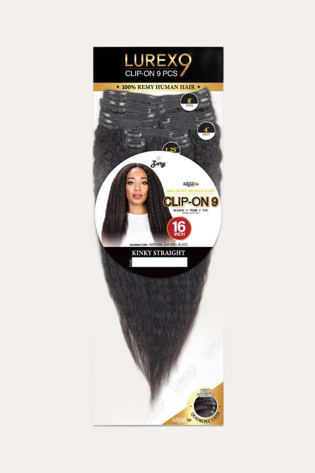 Zury Lurex Kinky Straight 16" Remy Human Hair 9pcs Clip-In