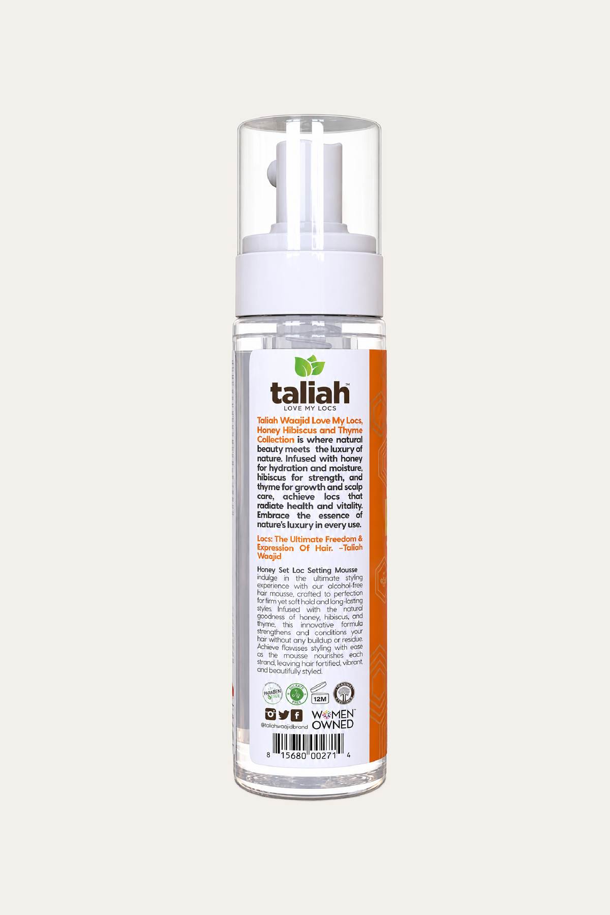 Taliah Waajid Love My Locs Honey Set Loc Hair Mousse 8 Oz