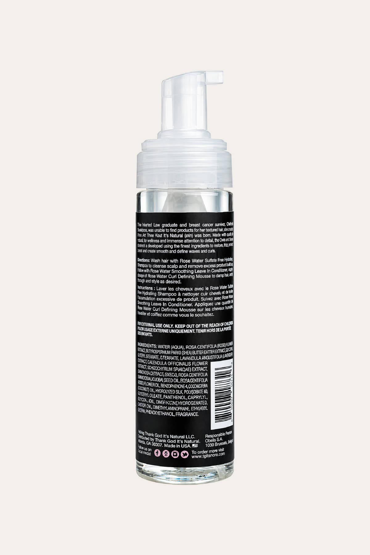 TGIN Rose Water Curl Defining Mousse 8 Oz