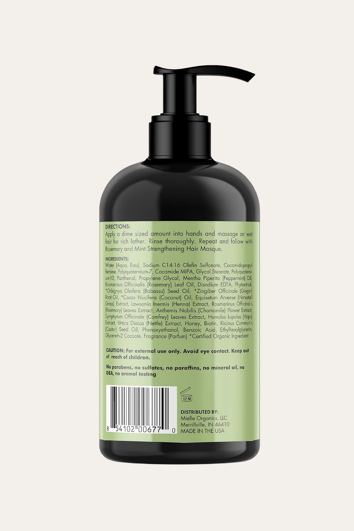 Mielle Organics Rosemary Mint Biotin Strengthening Shampoo 12 Oz