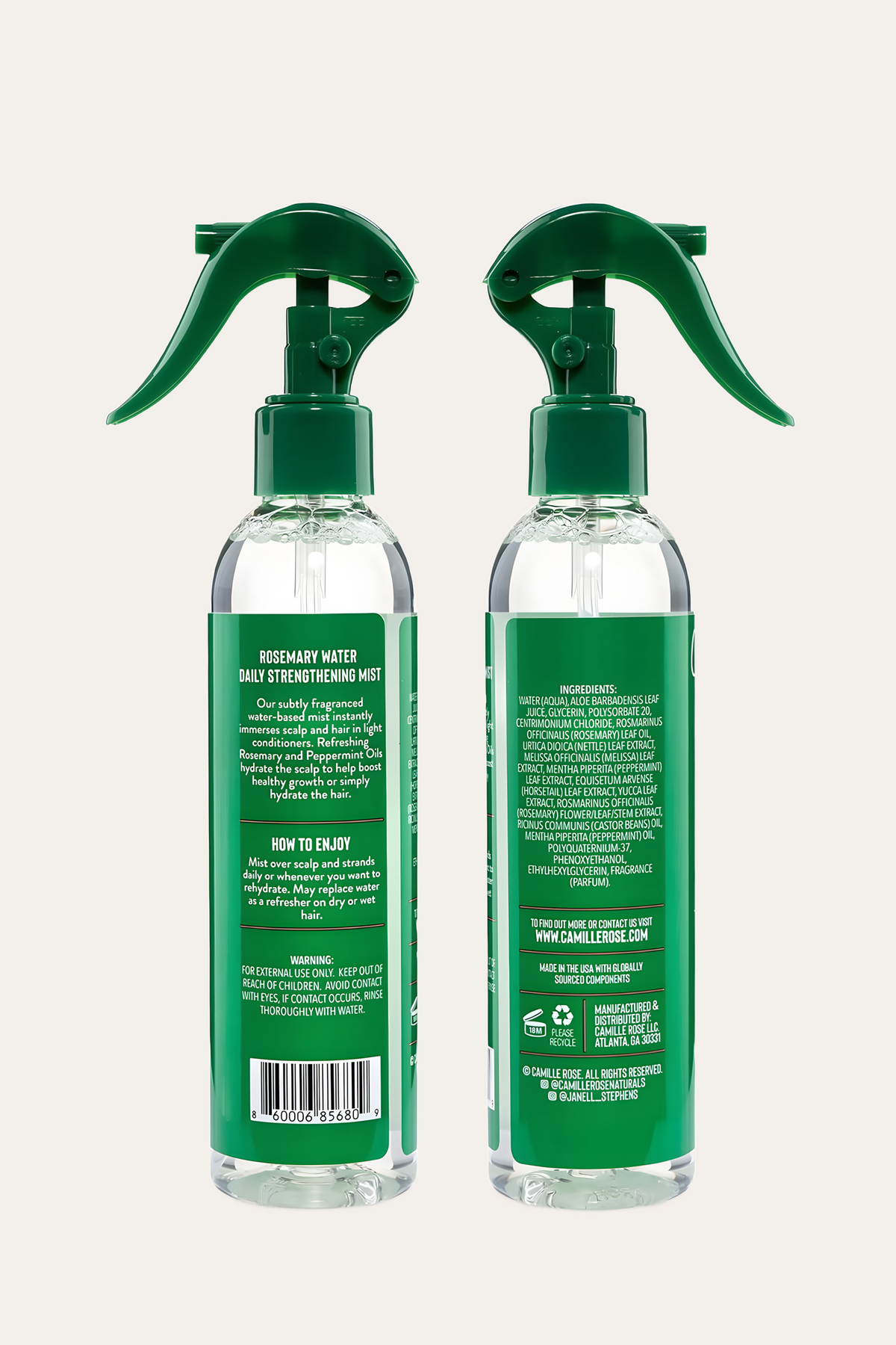 Camille Rose Rosemary Water Strengthening Hair Mist 8 Oz