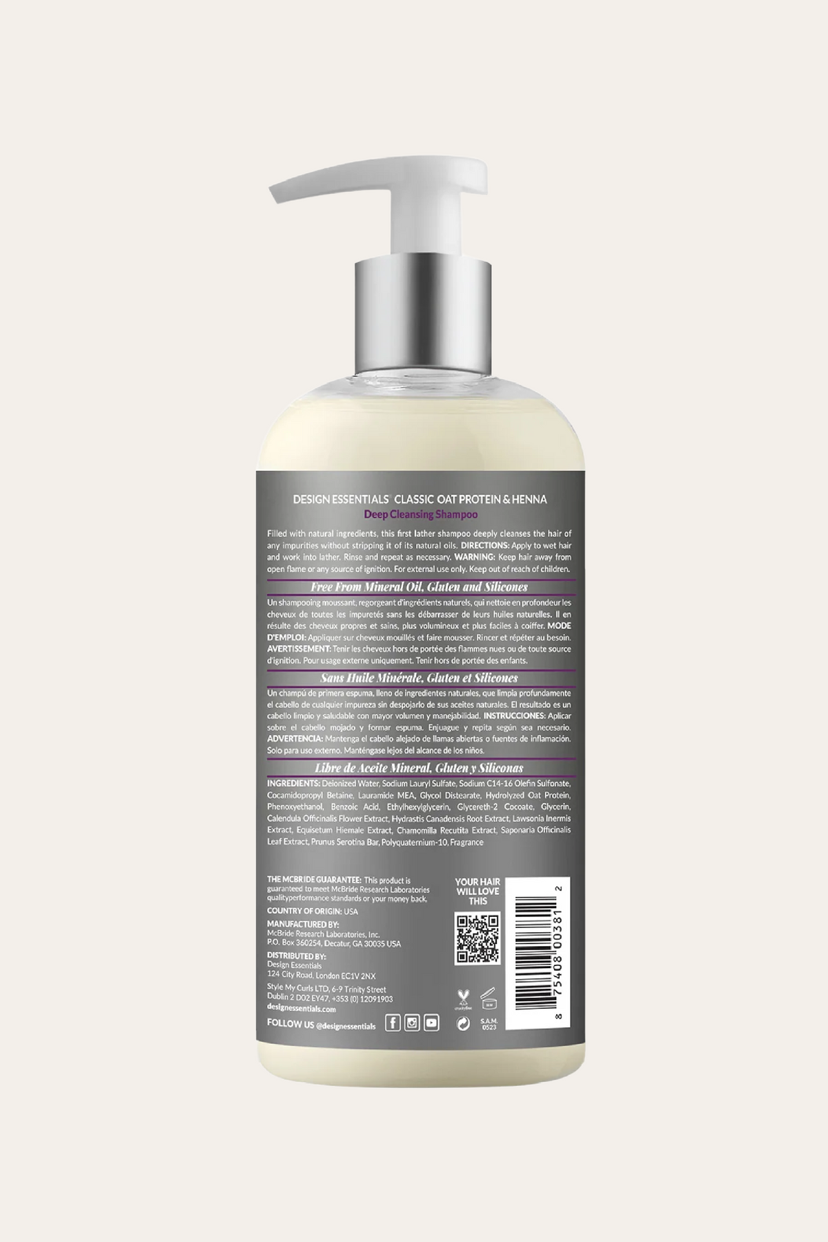 Design Essentials Oat Protein & Henna Deep Cleansing Shampoo 32 Oz