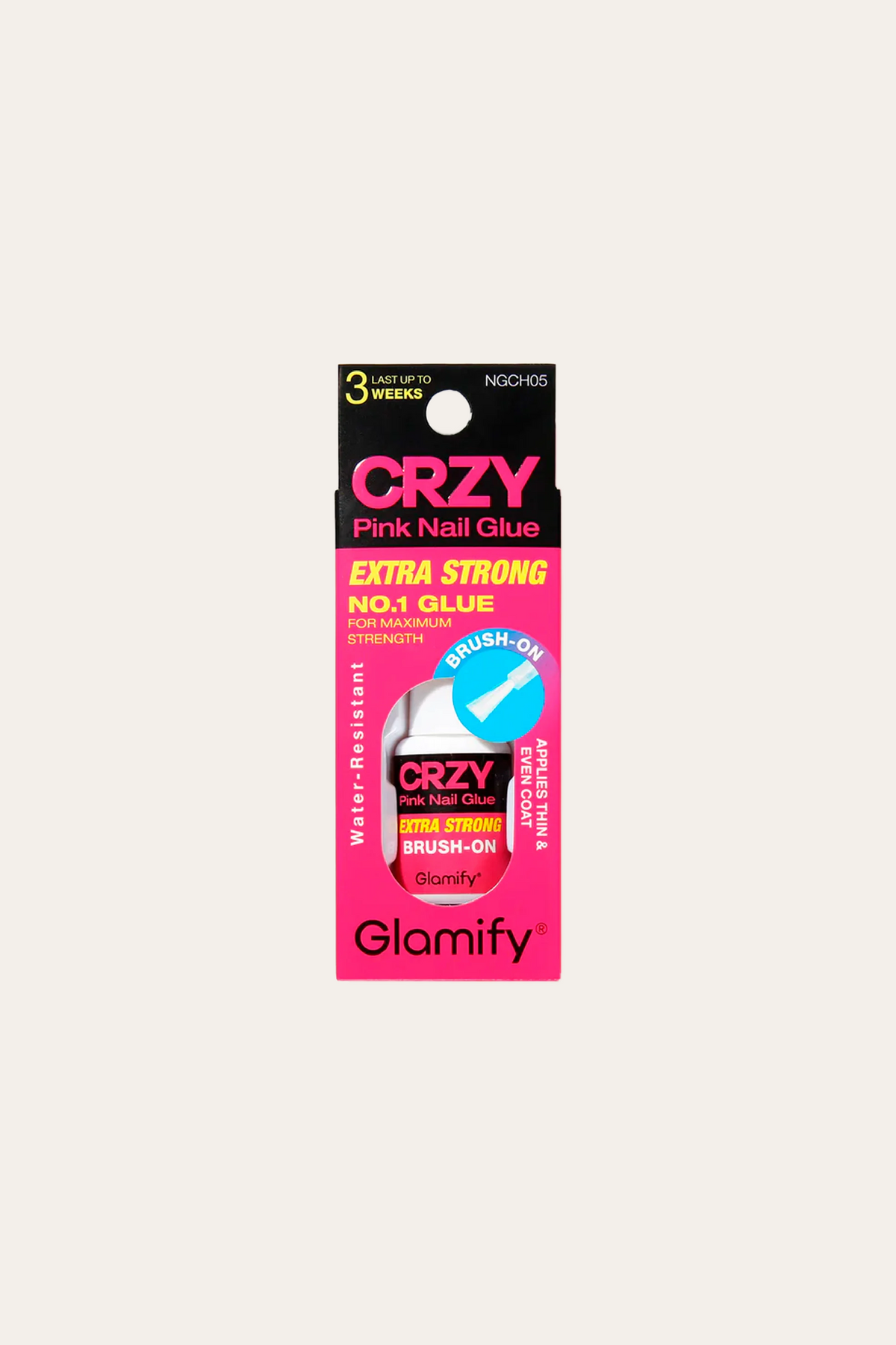 Absolute Glamify Carzyhold Extra Stong Pink Brush On Nail Glue 0.24 Oz