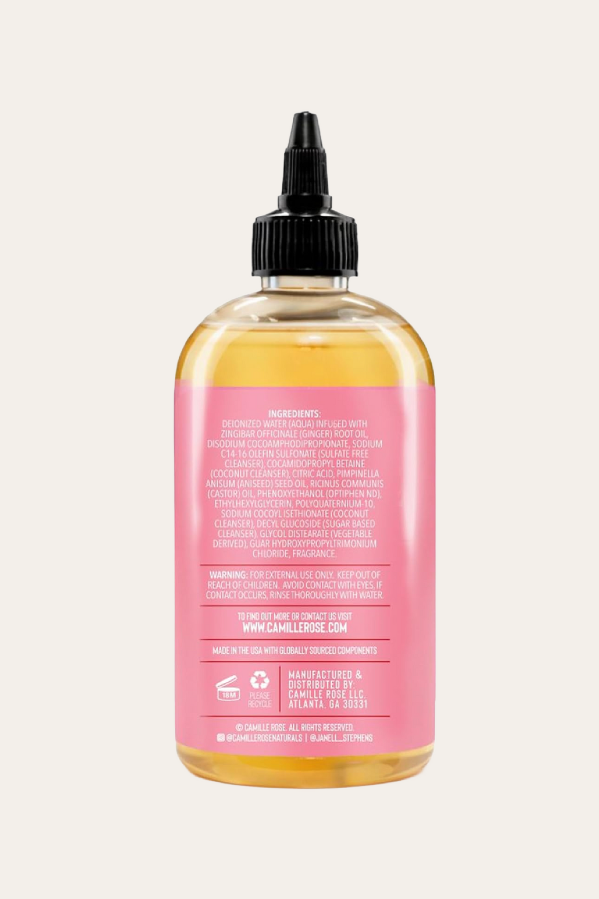 Camille Rose Sweet Ginger Cleansing Rinse 12 Oz